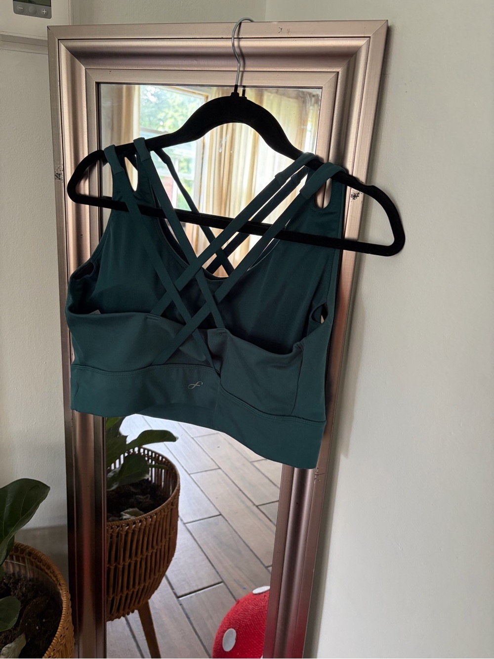 Freely Dark Teal Strappy Sports Bra Athletic Workout 1x - Picture 2 of 3